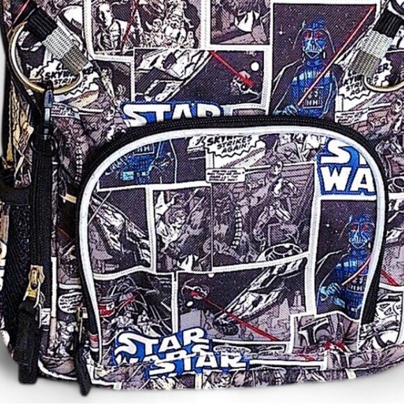 STAR WARS Back Pack Black & White Cartoon Funny Pages POTTERY BARN KIDS NWOT - Picture 5 of 16